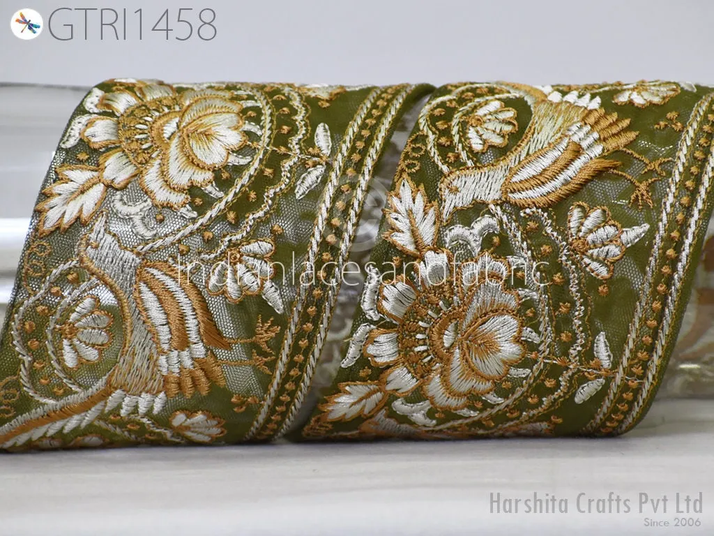 9 Yard Indian 8cm Embroidered Fabric Trim Embellishment Cushions DIY Crafting Sewing Decor Sari Border Wedding Saree Tape Embroidery Dress