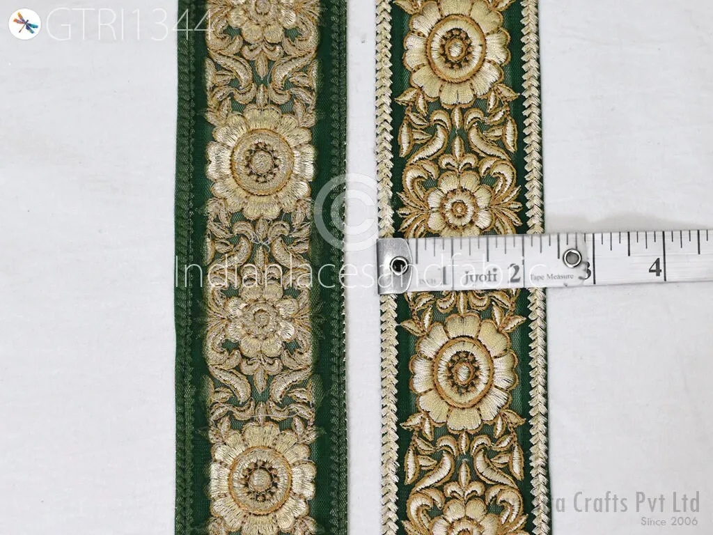 9 Yard Indian Embroidered 55mm Trim Embellishment Sari Border Embroidery Saree Ribbon Cushions Home Décor Sewing Clothing Costumes Trimmings