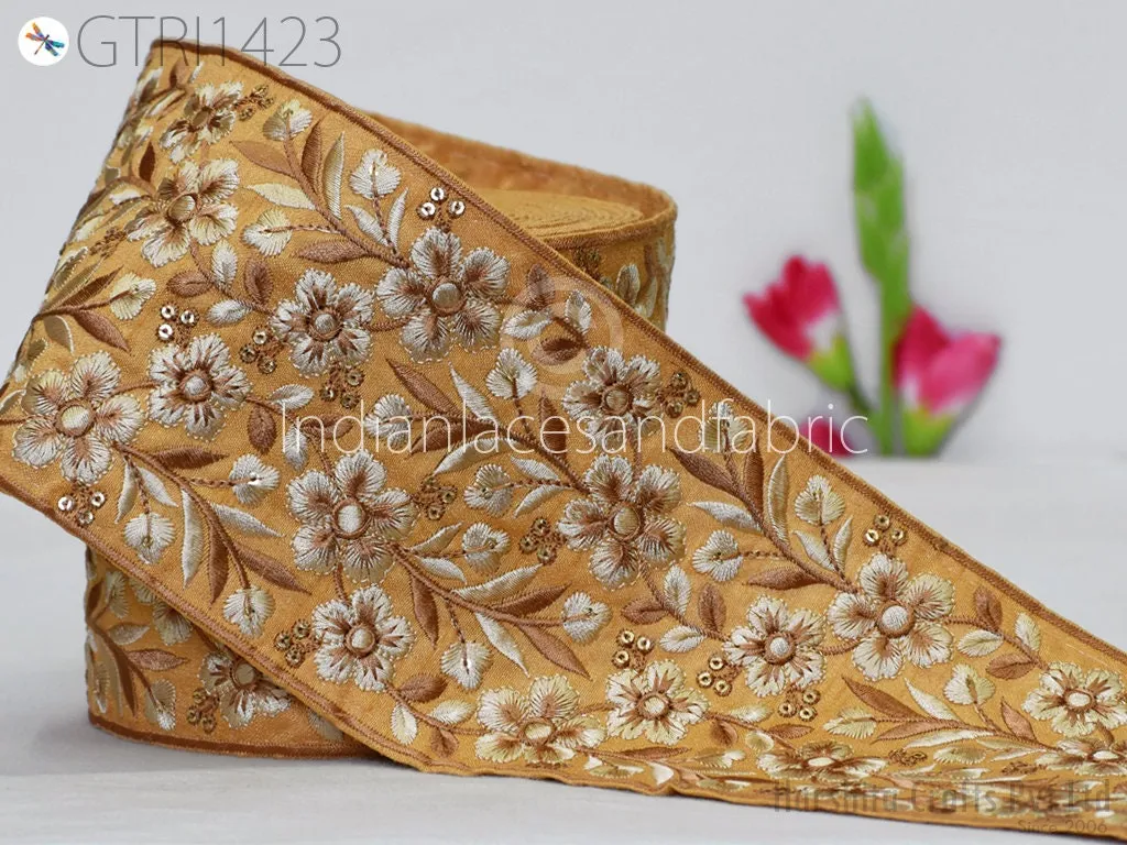 9 Yard Indian Embroidered Fabric Trim Sari Border Cushions DIY Crafting Wedding Saree Sewing Embroidery Dress Embellishment Costume Ribbon