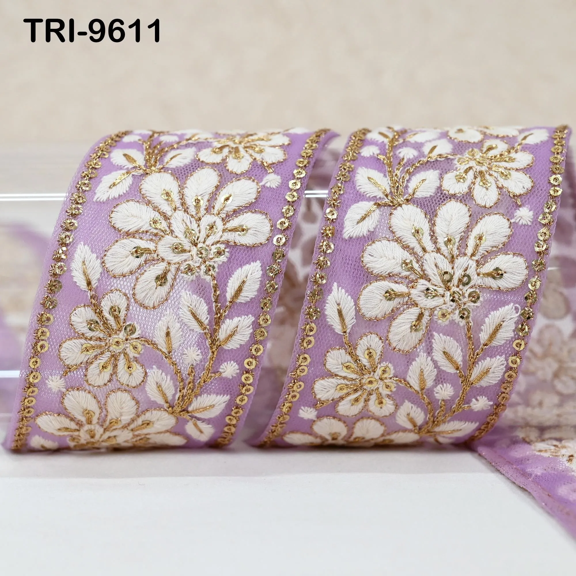 9 Yard Indian Embroidery 5cm Trim Embroidered Saree Ribbon Sari Embellishments Cushions Sewing Crafting Trimmings Curtains Headbands Border