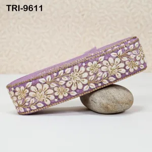 9 Yard Indian Embroidery 5cm Trim Embroidered Saree Ribbon Sari Embellishments Cushions Sewing Crafting Trimmings Curtains Headbands Border