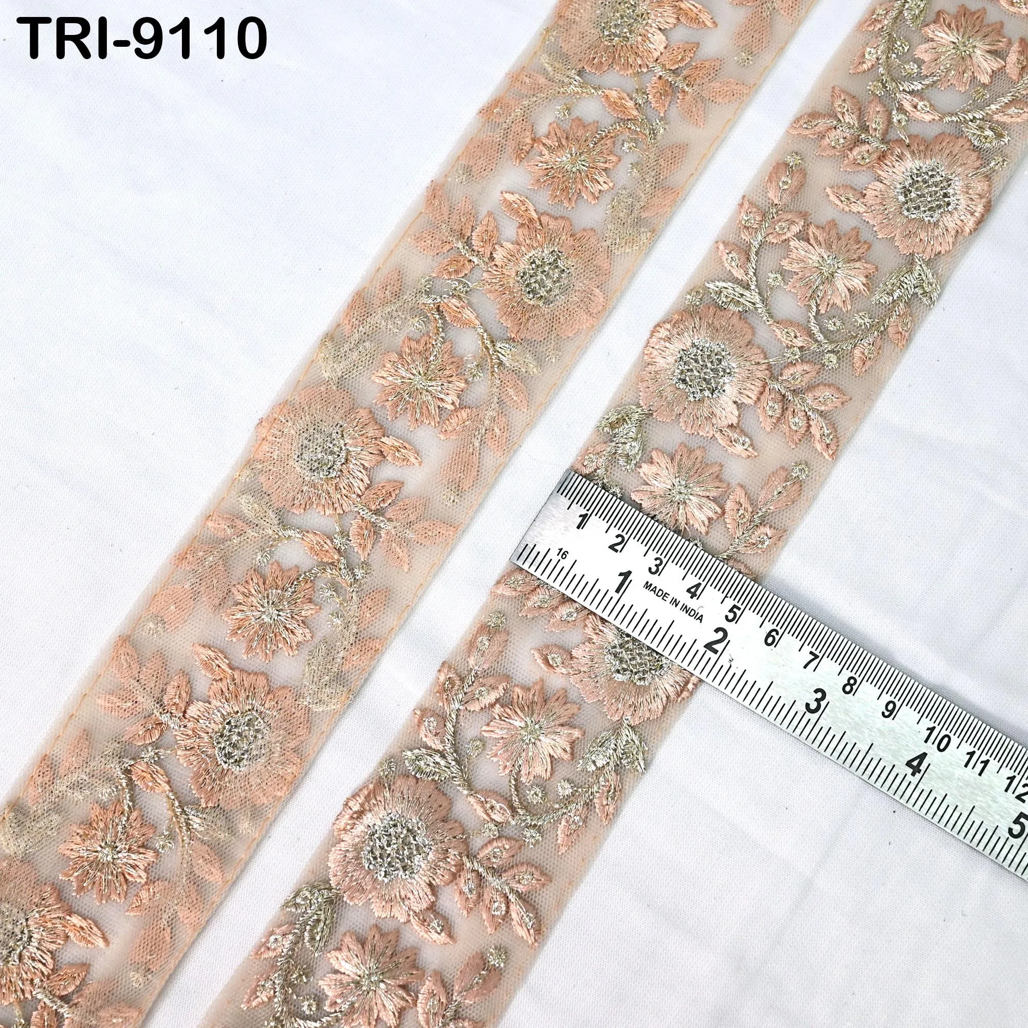 9 Yard Indian Embroidery Ribbon Sari Embellishments Embroidery 5cm Trims Saree Border Sewing DIY Crafting Trimmings Headbands Junk Journals