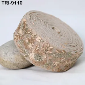 9 Yard Indian Embroidery Ribbon Sari Embellishments Embroidery 5cm Trims Saree Border Sewing DIY Crafting Trimmings Headbands Junk Journals