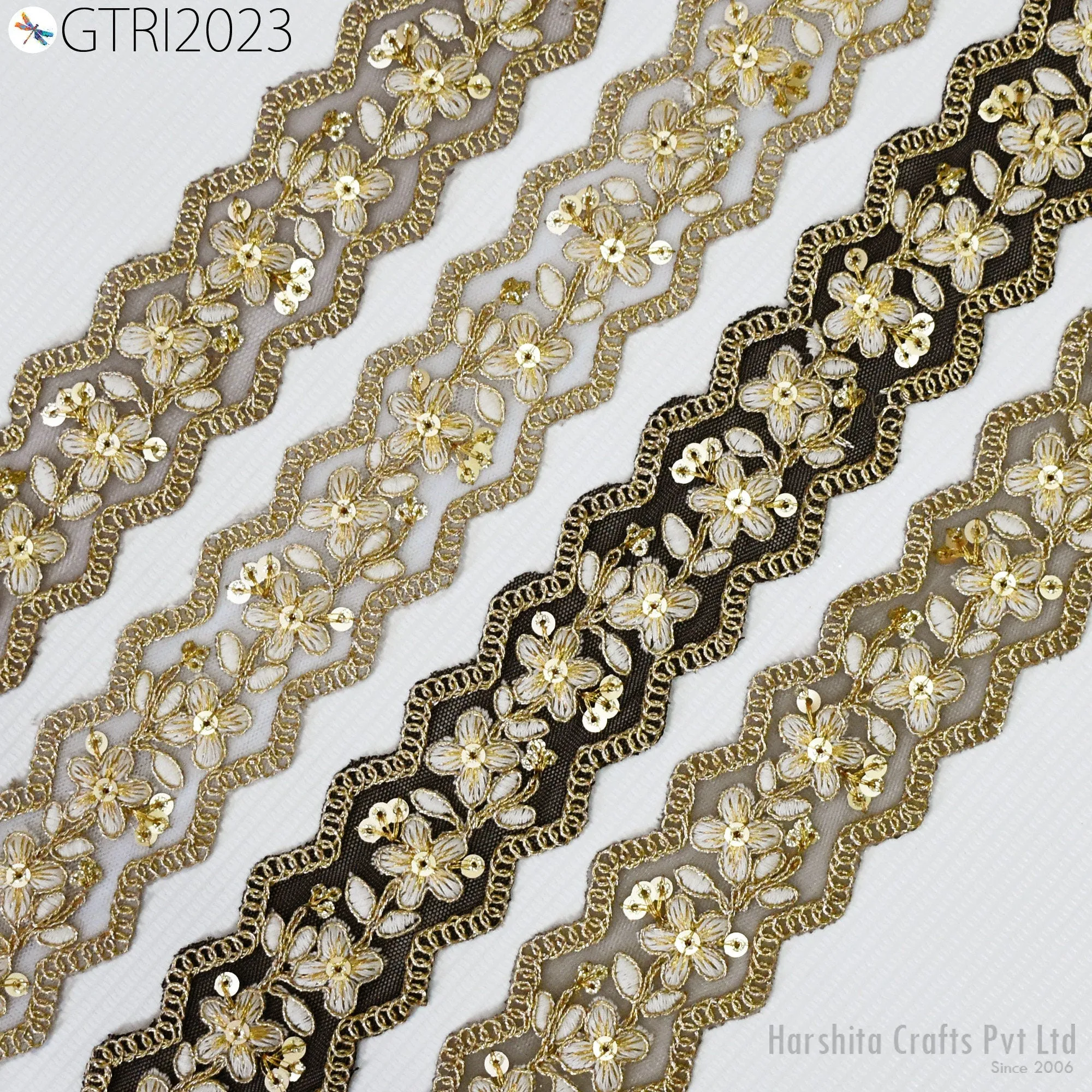 9 Yard Indian Scallop Edge Embroidery 5cm Trim Embroidered Saree Ribbon Cushions Cover Sewing Crafting Tape Curtains Headbands Sari Border