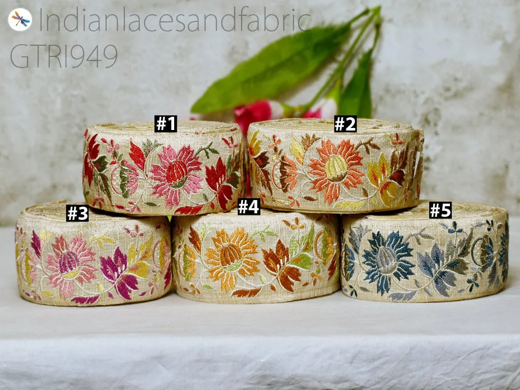 9 Yard Indian Trim 5 Cm Sari Border Crafting Ribbons Sewing Embroidered Covers Decorative Costumes Cushion Curtain Home Decor Trimmings