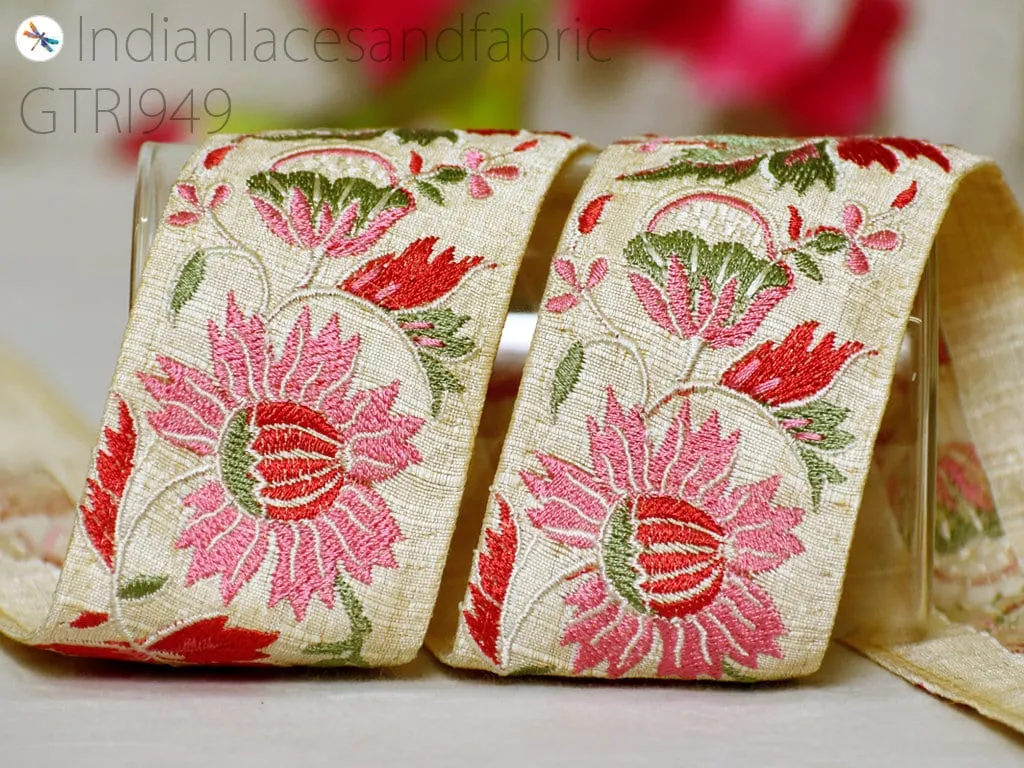 9 Yard Indian Trim 5 Cm Sari Border Crafting Ribbons Sewing Embroidered Covers Decorative Costumes Cushion Curtain Home Decor Trimmings