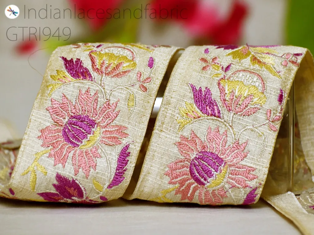9 Yard Indian Trim 5 Cm Sari Border Crafting Ribbons Sewing Embroidered Covers Decorative Costumes Cushion Curtain Home Decor Trimmings