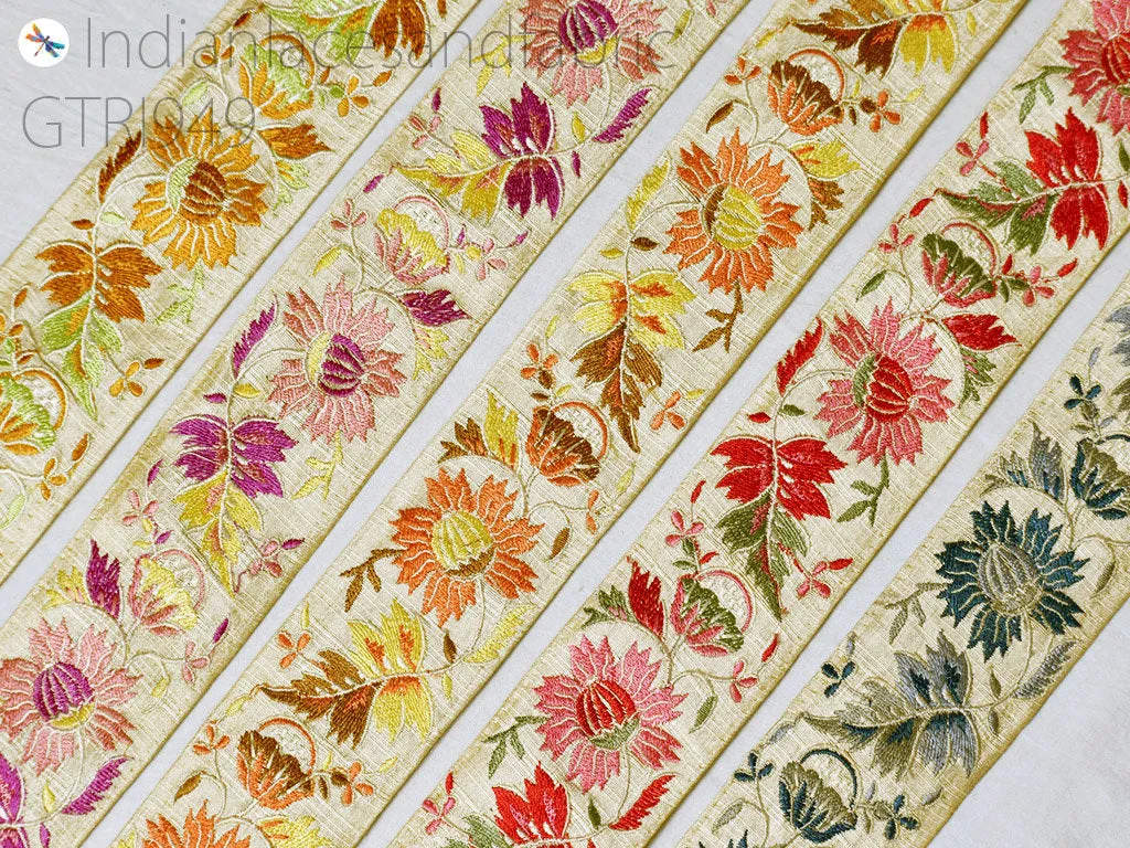 9 Yard Indian Trim 5 Cm Sari Border Crafting Ribbons Sewing Embroidered Covers Decorative Costumes Cushion Curtain Home Decor Trimmings