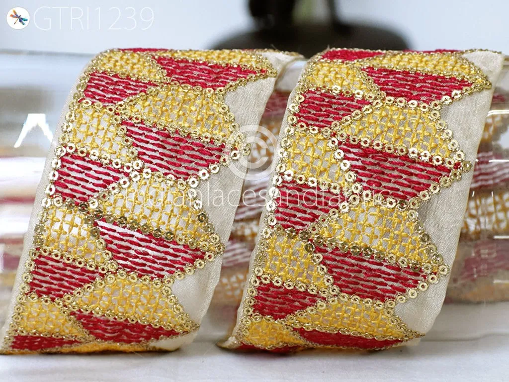 9 Yard Indian Trim Embroidered Drapery Embellishments Hats Bag Saree Trimming Decorative Ribbon Crafting Sewing Sari Borders Home Decor