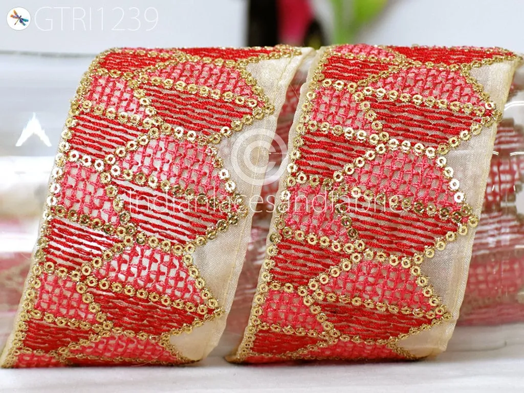 9 Yard Indian Trim Embroidered Drapery Embellishments Hats Bag Saree Trimming Decorative Ribbon Crafting Sewing Sari Borders Home Decor