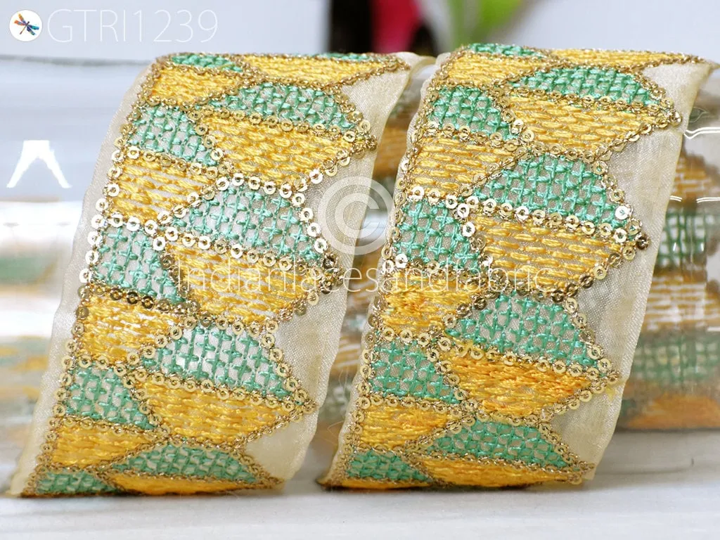 9 Yard Indian Trim Embroidered Drapery Embellishments Hats Bag Saree Trimming Decorative Ribbon Crafting Sewing Sari Borders Home Decor