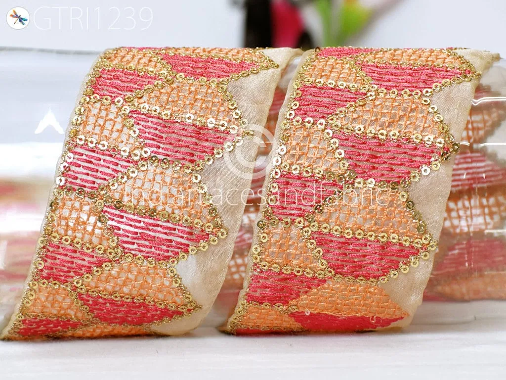 9 Yard Indian Trim Embroidered Drapery Embellishments Hats Bag Saree Trimming Decorative Ribbon Crafting Sewing Sari Borders Home Decor