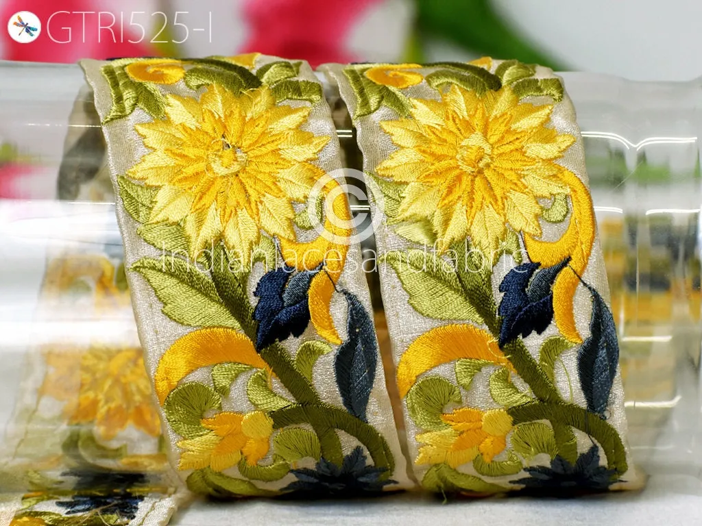 9 Yard Indian Yellow 5 Cm Trim Sari Border Costume Ribbon Embellishment Decorative Costume Dupatta Embroidery Home Decor Trimmings