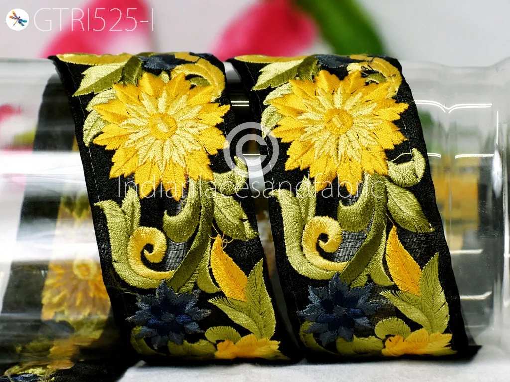 9 Yard Indian Yellow 5 Cm Trim Sari Border Costume Ribbon Embellishment Decorative Costume Dupatta Embroidery Home Decor Trimmings