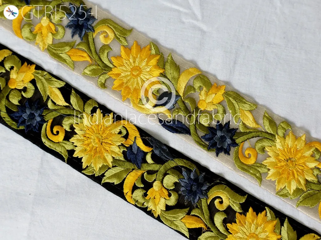 9 Yard Indian Yellow 5 Cm Trim Sari Border Costume Ribbon Embellishment Decorative Costume Dupatta Embroidery Home Decor Trimmings