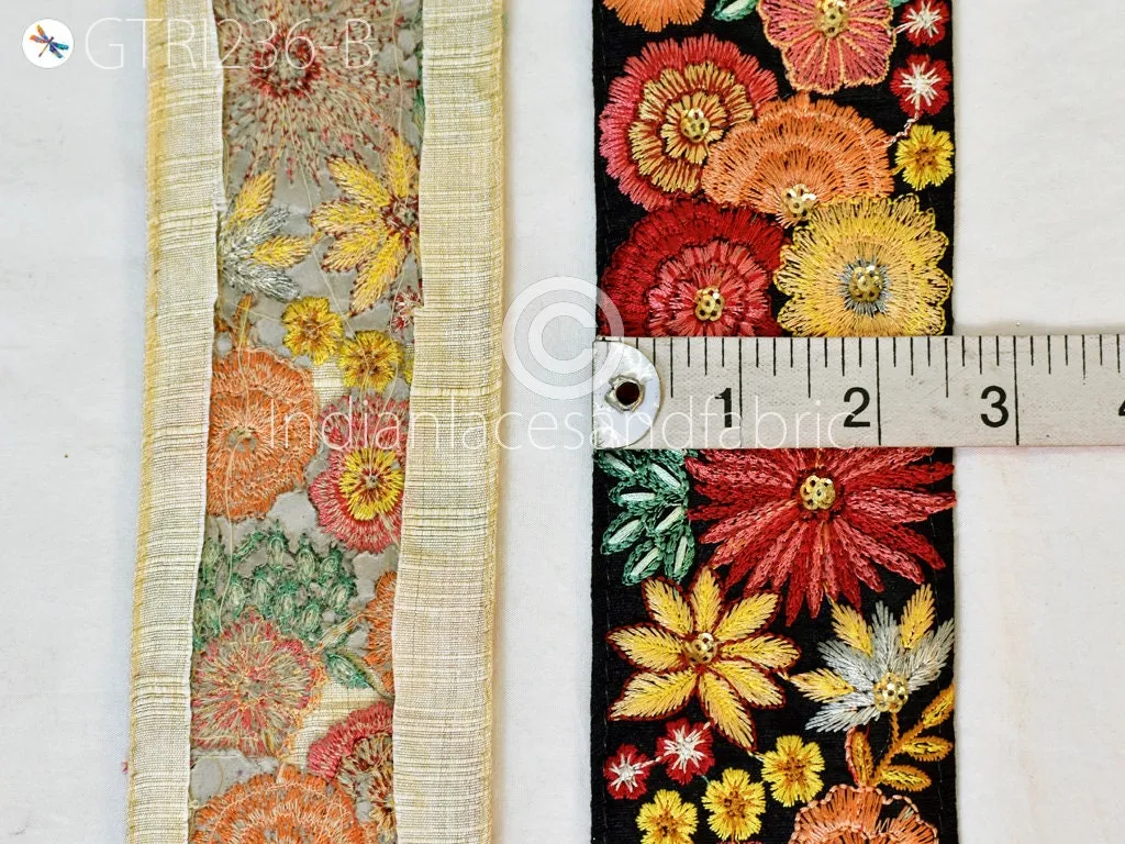 9 Yard Peach 65mm Embroidery Sari Ribbon Fabric Trim Saree Border Doll DIY Crafting Sewing Beach Bags Home Decor Embellishment Trimming