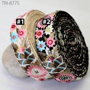 9 Yard Pink 4cm Embroidery Ribbons Border Embroidered Fabric Trims Tutu Costumes Making Crafting Christmas Decoration Embellishment Trimming