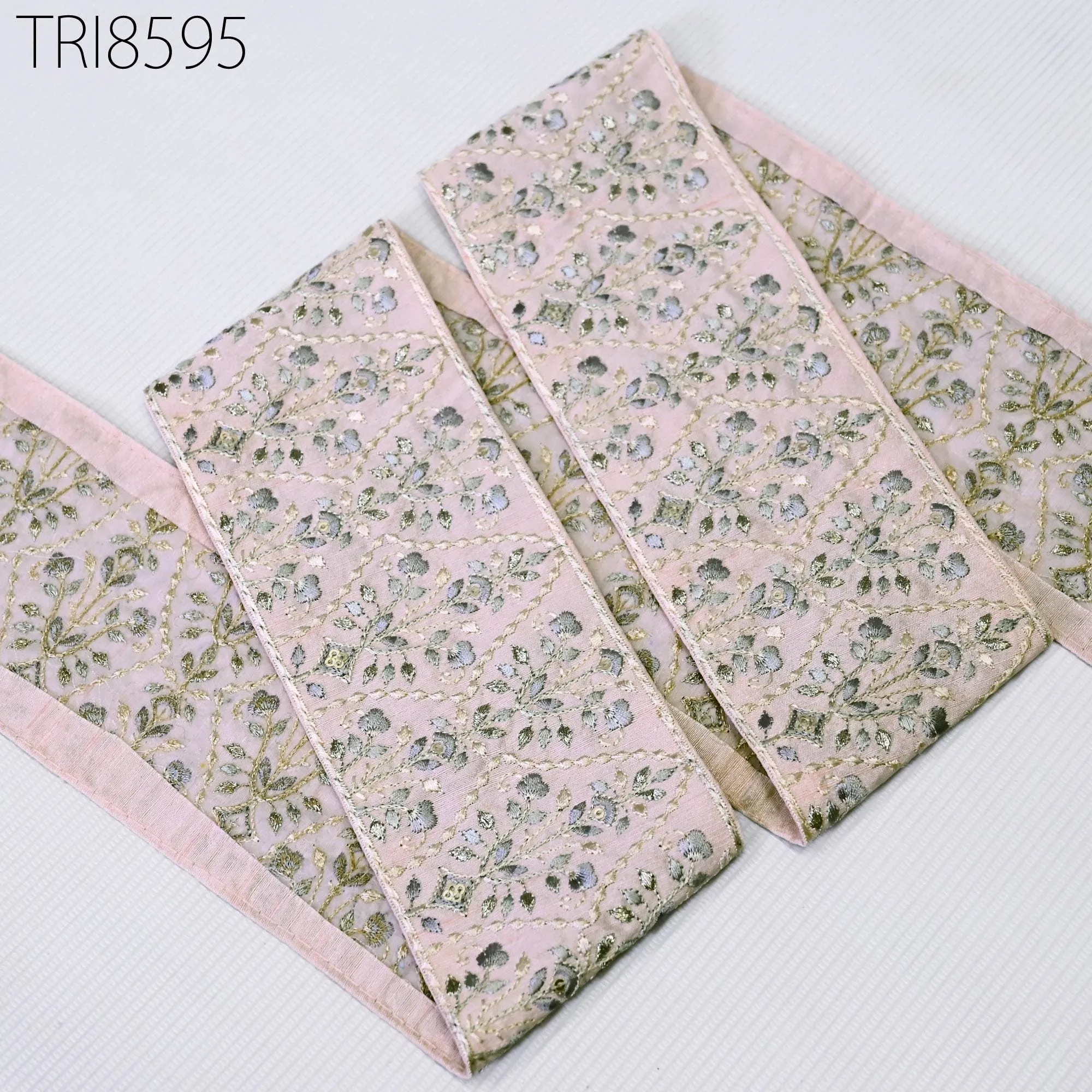 9 Yard Pink Embroidery 9cm Trim Indian Embroidered Ribbons Laces Fabric Sari Border Crafting Sewing Embellishment Costumes Trimmings Tape