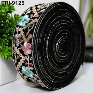 9 Yard Pink Embroidery Ribbon 4cm Indian Sari Border Embroidered Crafting Sewing Costumes, Dog Collar, Tote Bags, Lampshades Holidays Decor