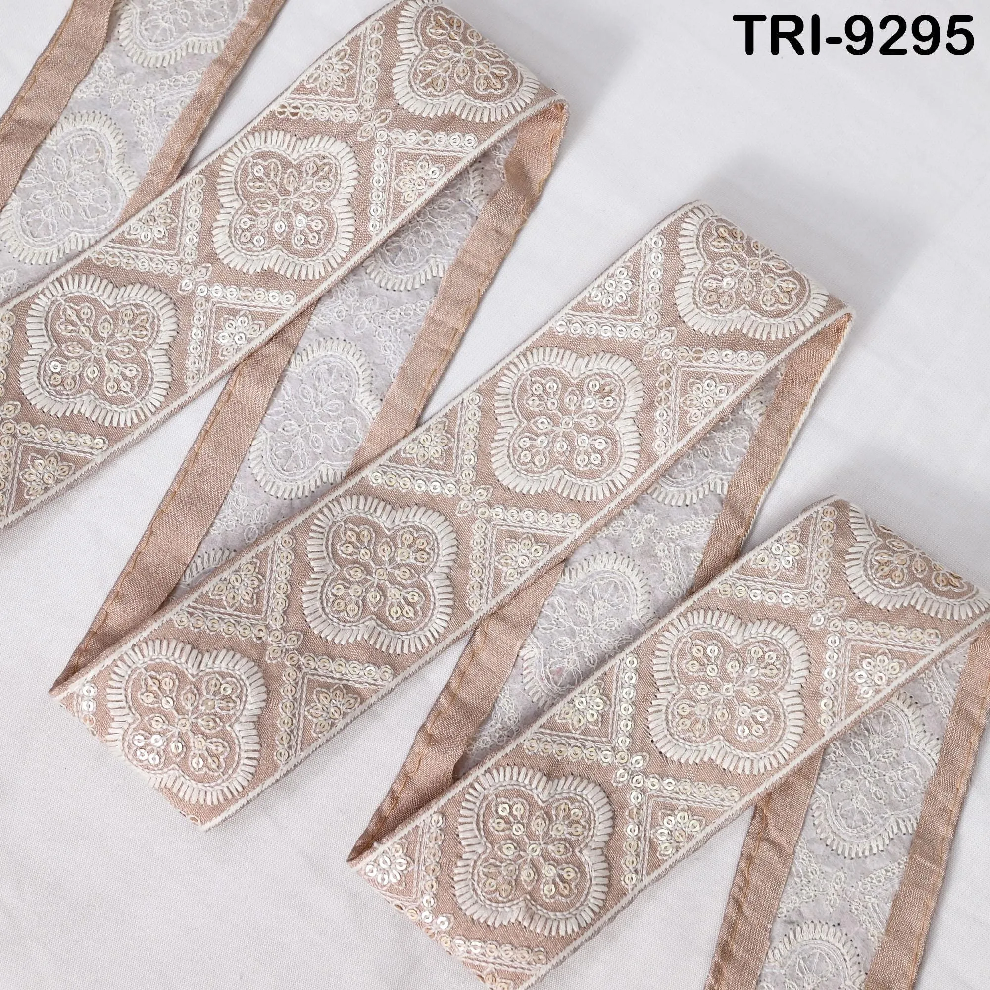 9 Yard Pink Indian Embroidery Ribbon 48mm Trims Sari Border Crafting Sewing Beach Bags Regency Reticules, Victorian Handbags, Junk Journals
