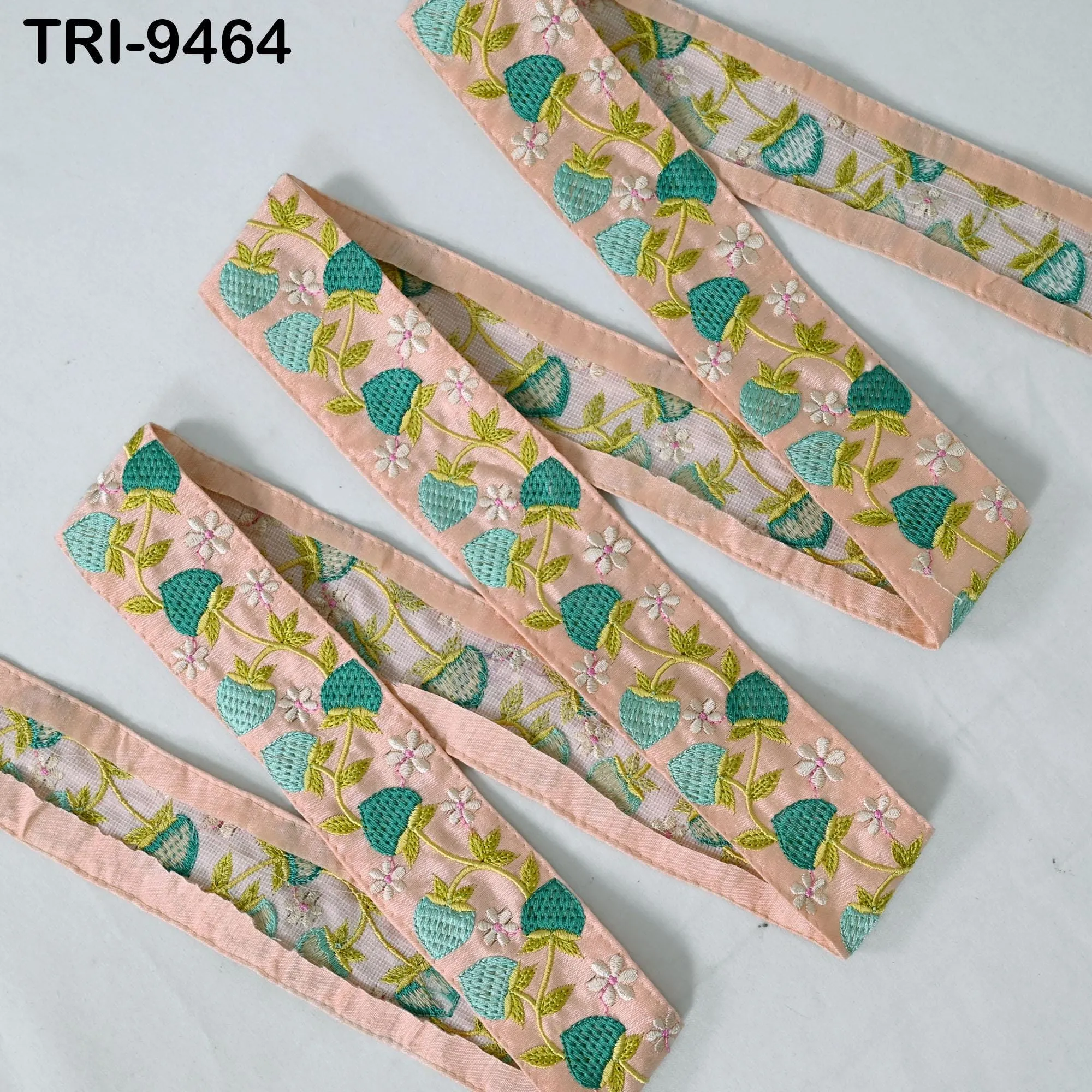 9 Yard Strawberry Embroidery Ribbon Trim Embellishments Sari Sewing DIY Crafting Border Indian Embroidered Trimmings Laces Junk Journals 4cm