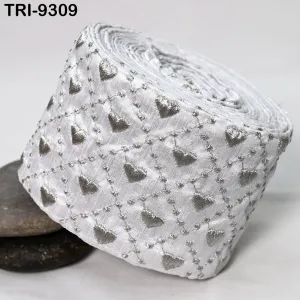 9 Yard White Embroidery Ribbon Trim 10cm Saree Border DIY Crafting Sari Sewing Tote Bags  Embellishment Historic Costumes Junk Journals