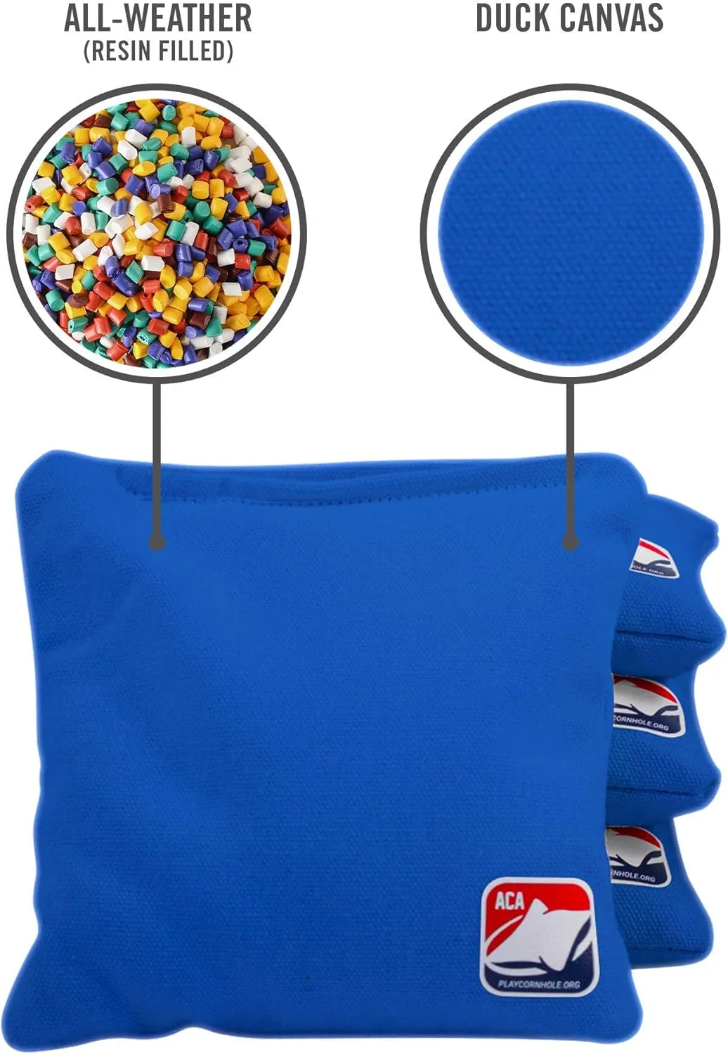 ACA Daily 66x Regulation Cornhole Bags Weather Resistant Resin Filled 6x6 Set of 4