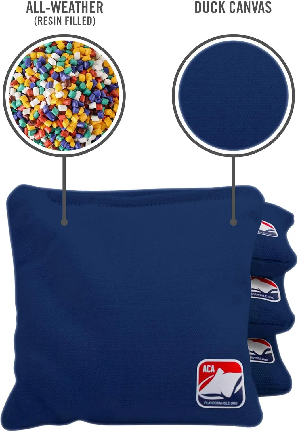 ACA Daily 66x Regulation Cornhole Bags Weather Resistant Resin Filled 6x6 Set of 4