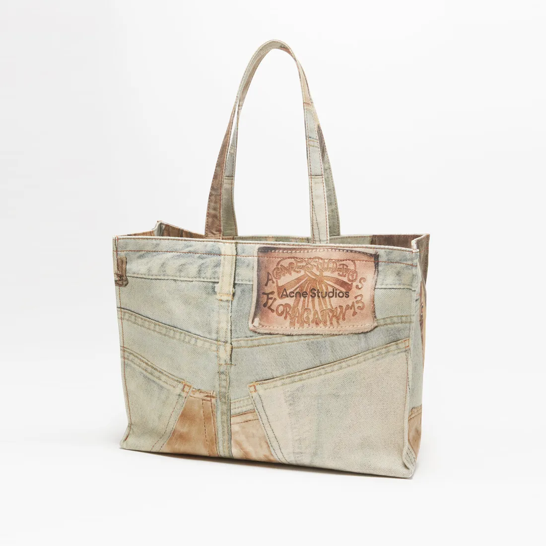 Acne Studios Logo Shoulder Tote Bag Denim Blue
