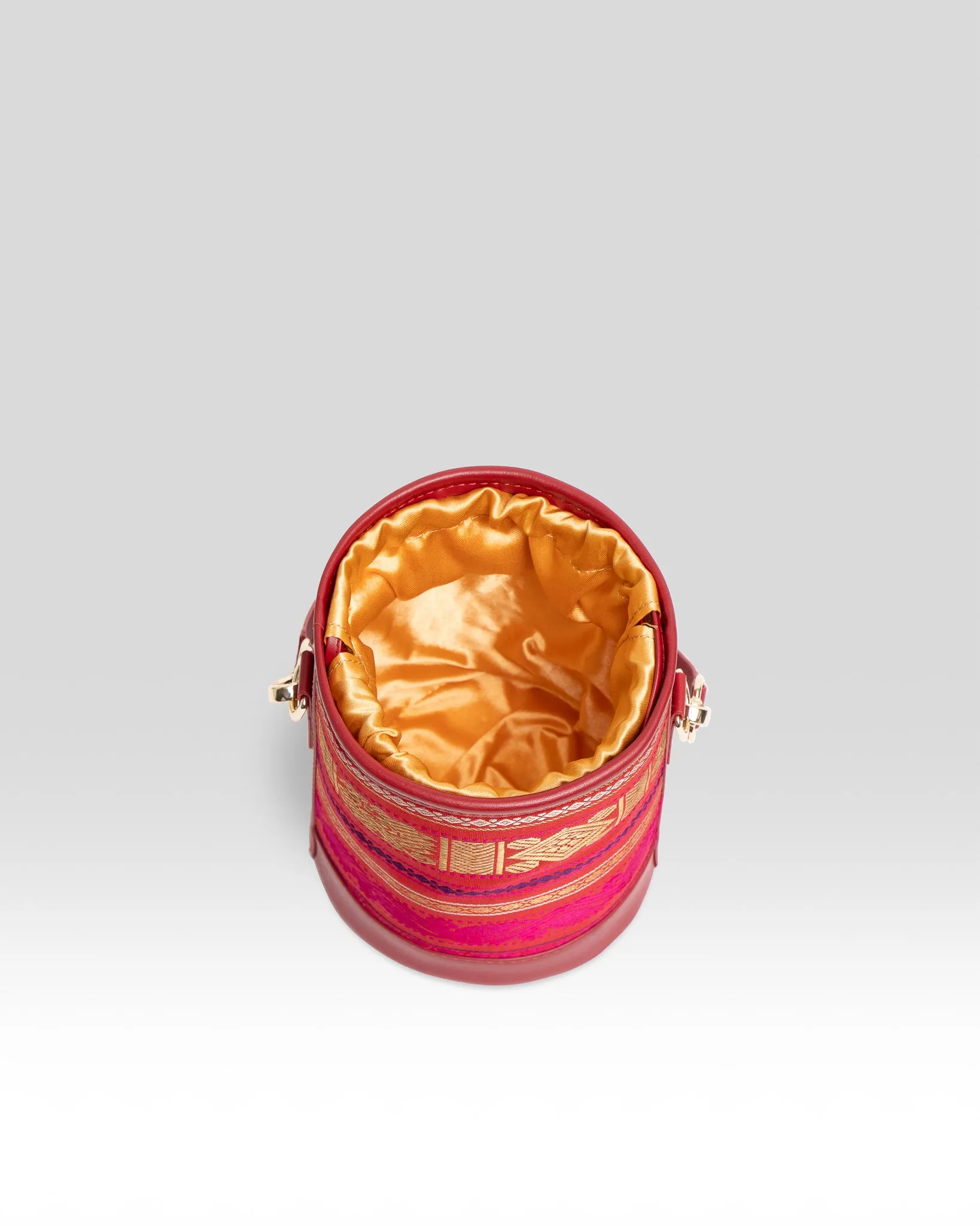 Adhya Pure Zari Bucket Bag Red & Red