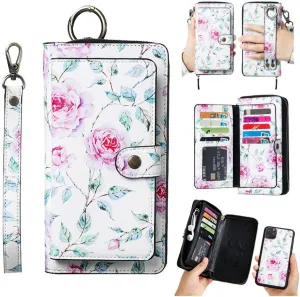 AIFENGCASE Phone Case Compatible with iPhone 11 Pro Max,Wallet Case for Women Men Girl,Wristlets Clutch Zipper Leather Pouch Wallet Flip Phone Case Card Holder Magnetic Detachable Back Cover,WF