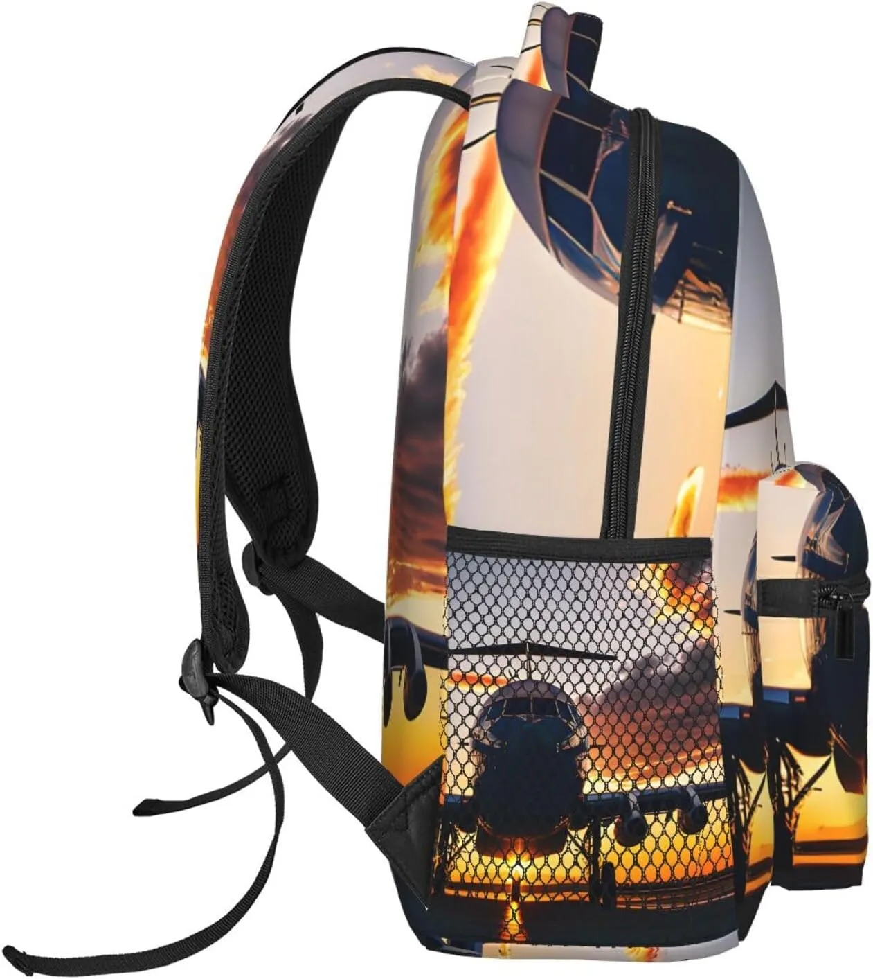 Aircraft Plane At Sunset Print Laptop Backpack Stylish Bookbag College Daypack Travel Business Work Bag For Men Women