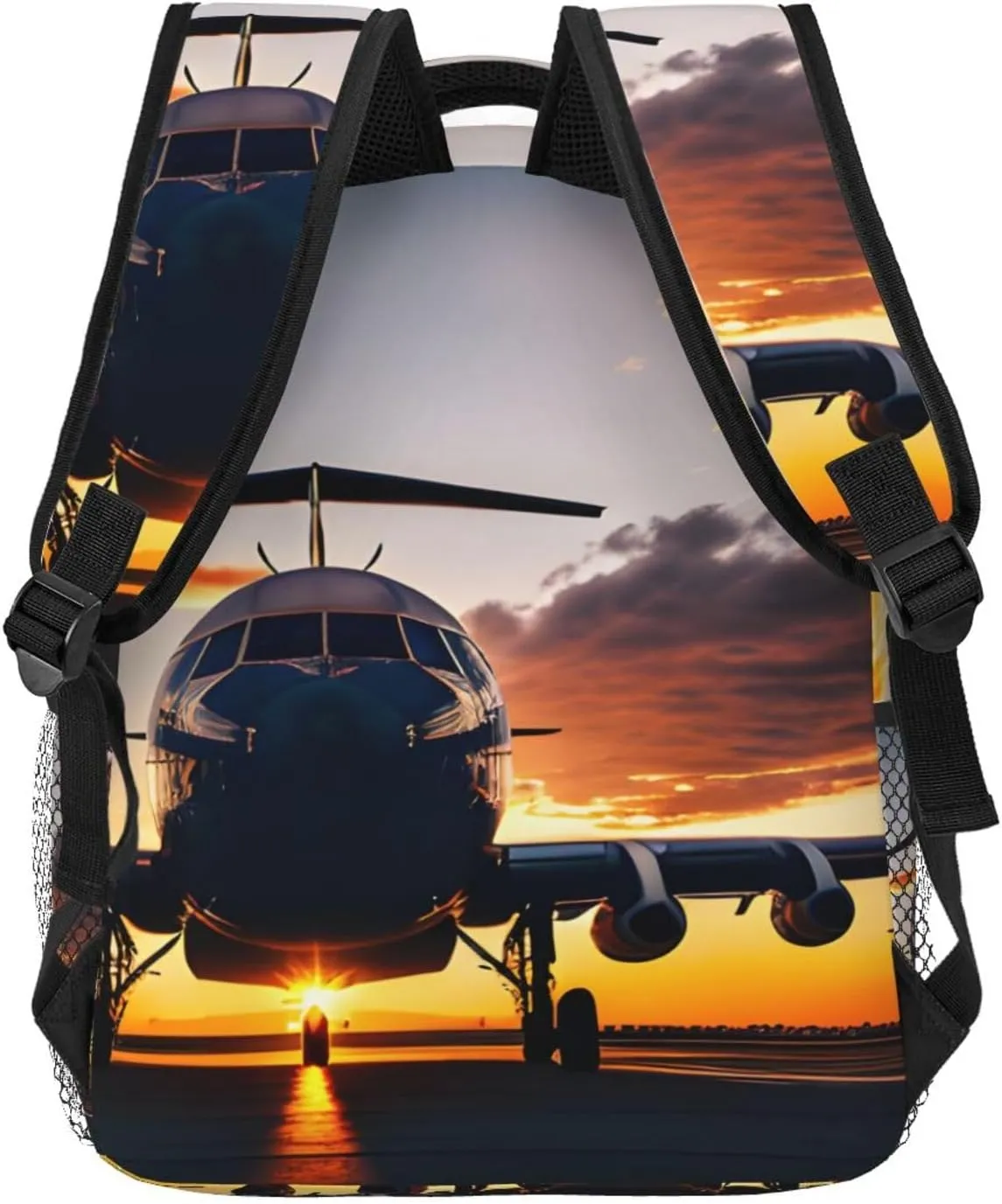 Aircraft Plane At Sunset Print Laptop Backpack Stylish Bookbag College Daypack Travel Business Work Bag For Men Women