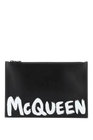 Alexander Mcqueen 'Mcqueen Graffiti' Leather Flat Pouch