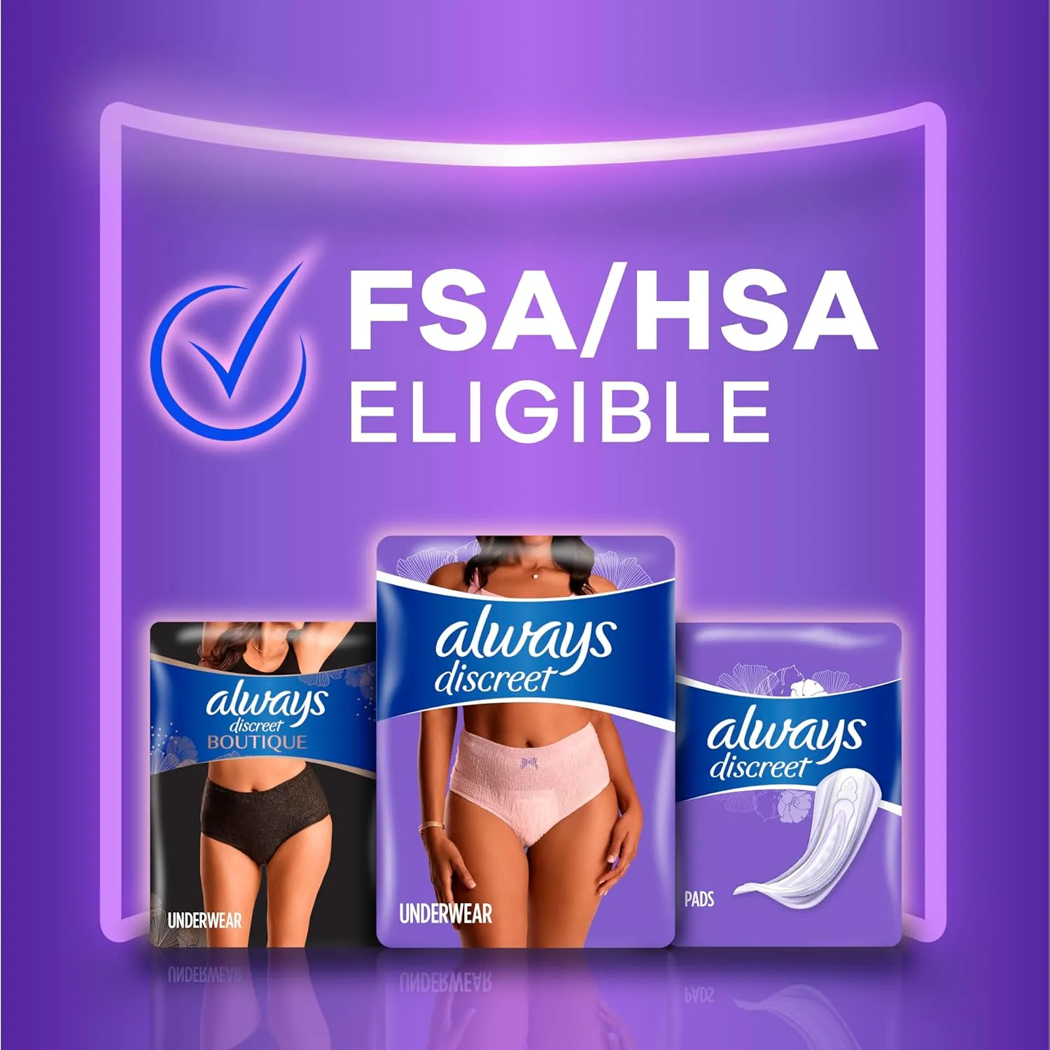 Always Discreet Incontinence & Postpartum Incontinence Underwear for Women, Small/Medium, Maximum Protection, 32 Count