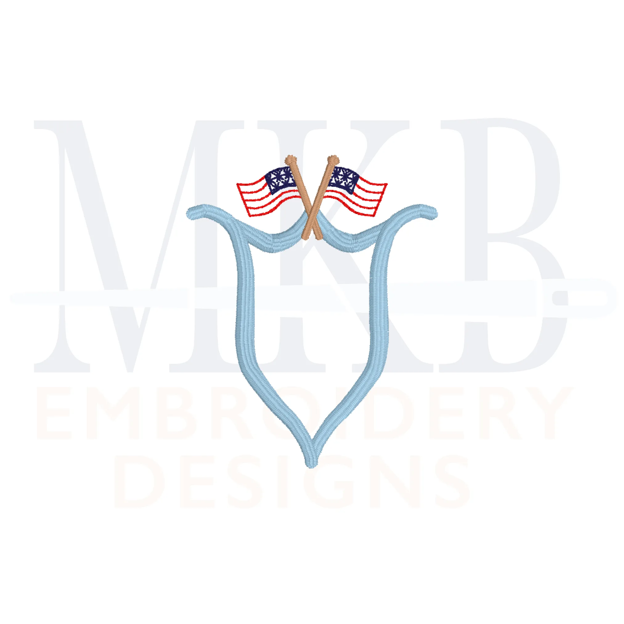 American Flag Crest, Mini Patriotic Scroll Crest, Machine Embroidery Design, Satin Stitch