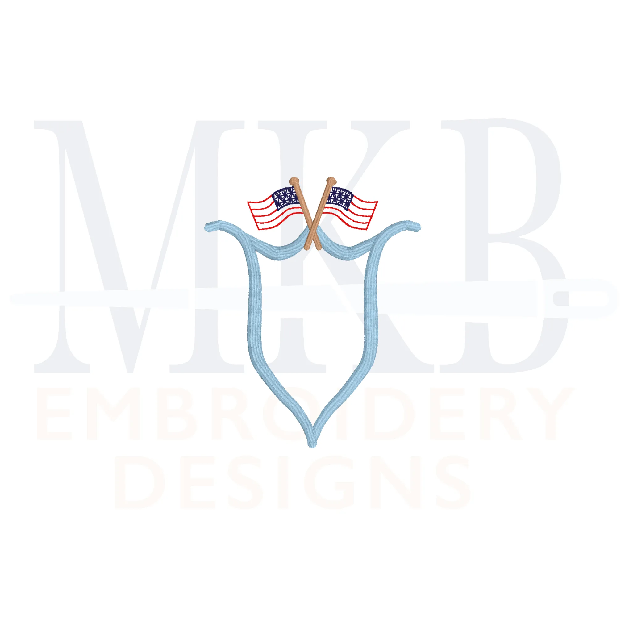 American Flag Crest, Mini Patriotic Scroll Crest, Machine Embroidery Design, Satin Stitch