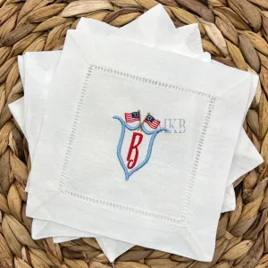 American Flag Crest, Mini Patriotic Scroll Crest, Machine Embroidery Design, Satin Stitch
