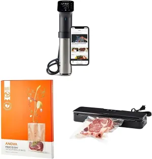 Anova Culinary Sous Vide Pro & Vacuum Sealer Bags & Anova Precision Vacuum Sealer - Includes 10 Precut Bags