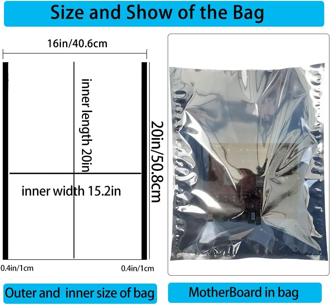 Anti Static Bags,10pcs 16x20in Open Top Extra Large ESD Shielding Bags,Anti-static Bag for Large Motherboard,GPU,Graphics Card and Electronic Device