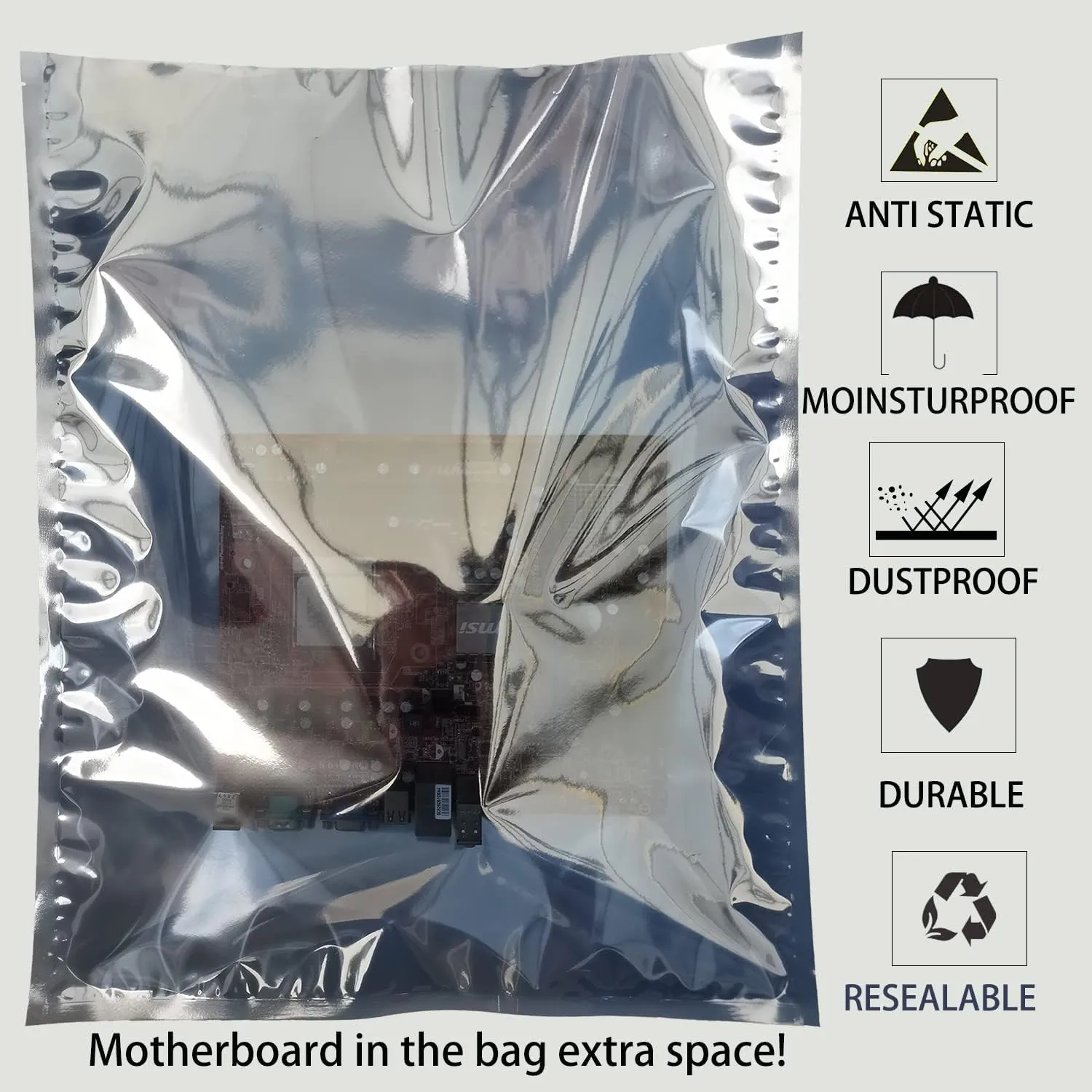 Anti Static Bags,10pcs 16x20in Open Top Extra Large ESD Shielding Bags,Anti-static Bag for Large Motherboard,GPU,Graphics Card and Electronic Device