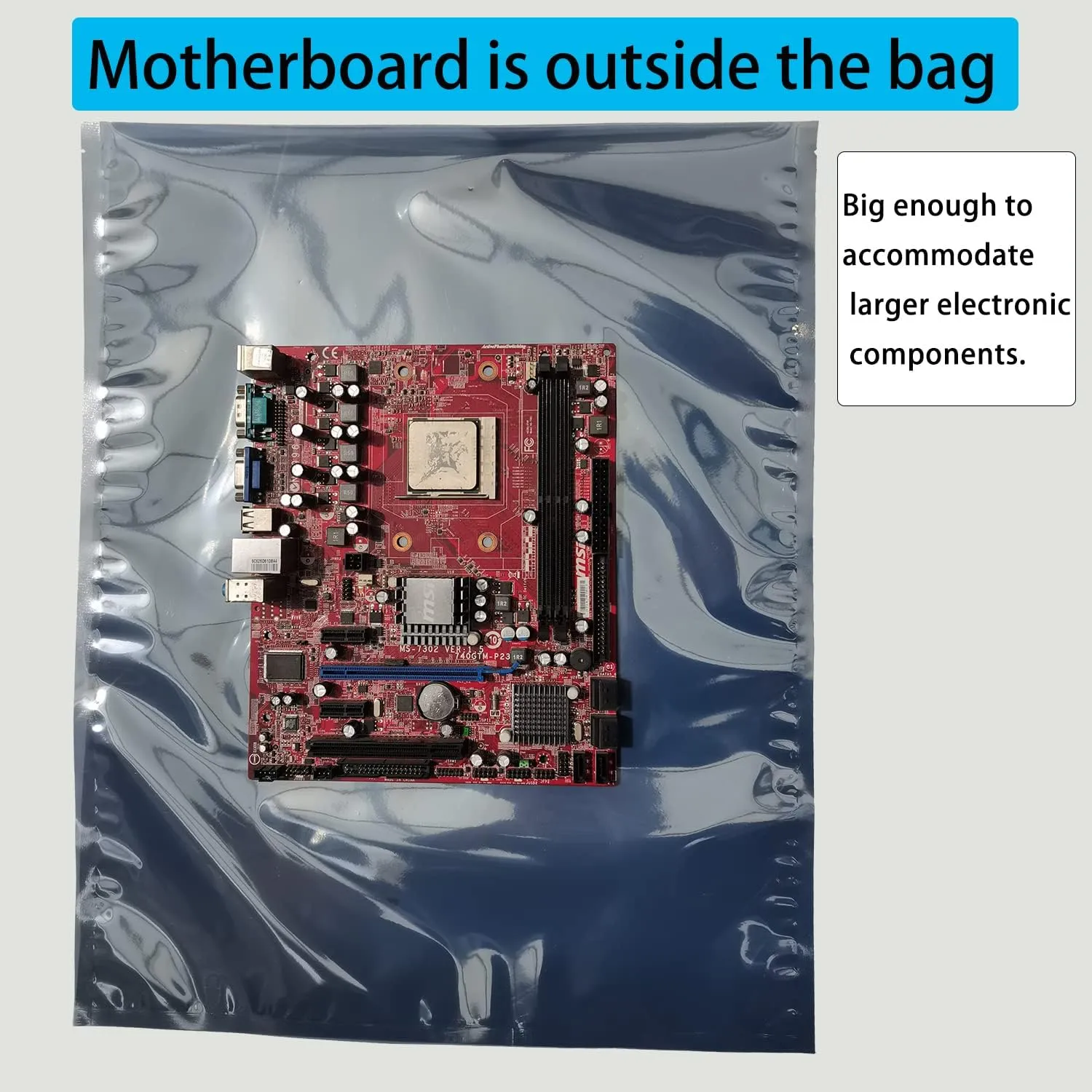 Anti Static Bags,10pcs 16x20in Open Top Extra Large ESD Shielding Bags,Anti-static Bag for Large Motherboard,GPU,Graphics Card and Electronic Device