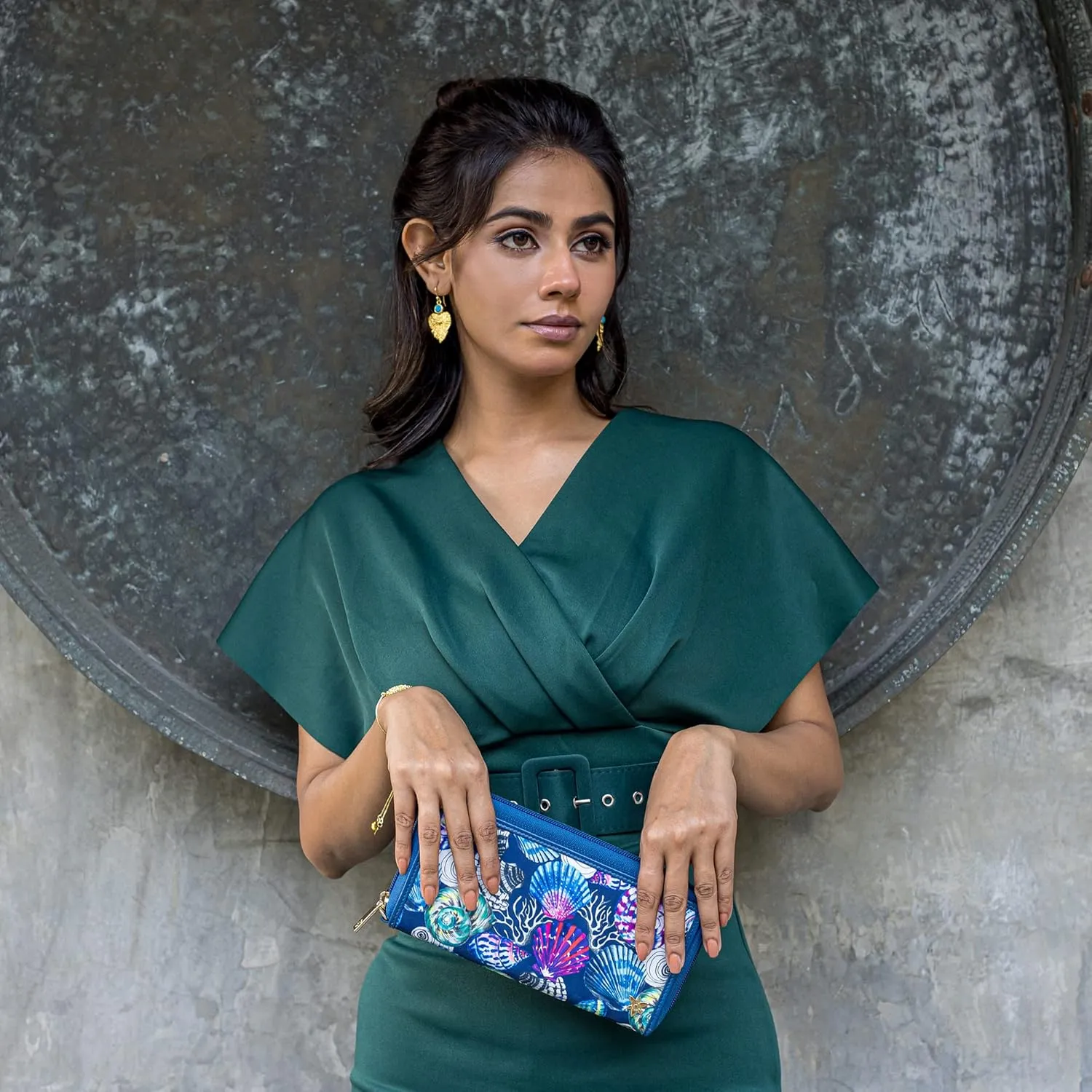 Anuschka RFID Blocking Wristlet Travel Wallet-Wanderlust Collection-Nylon Fabric with Leather Trim and Artwork Print