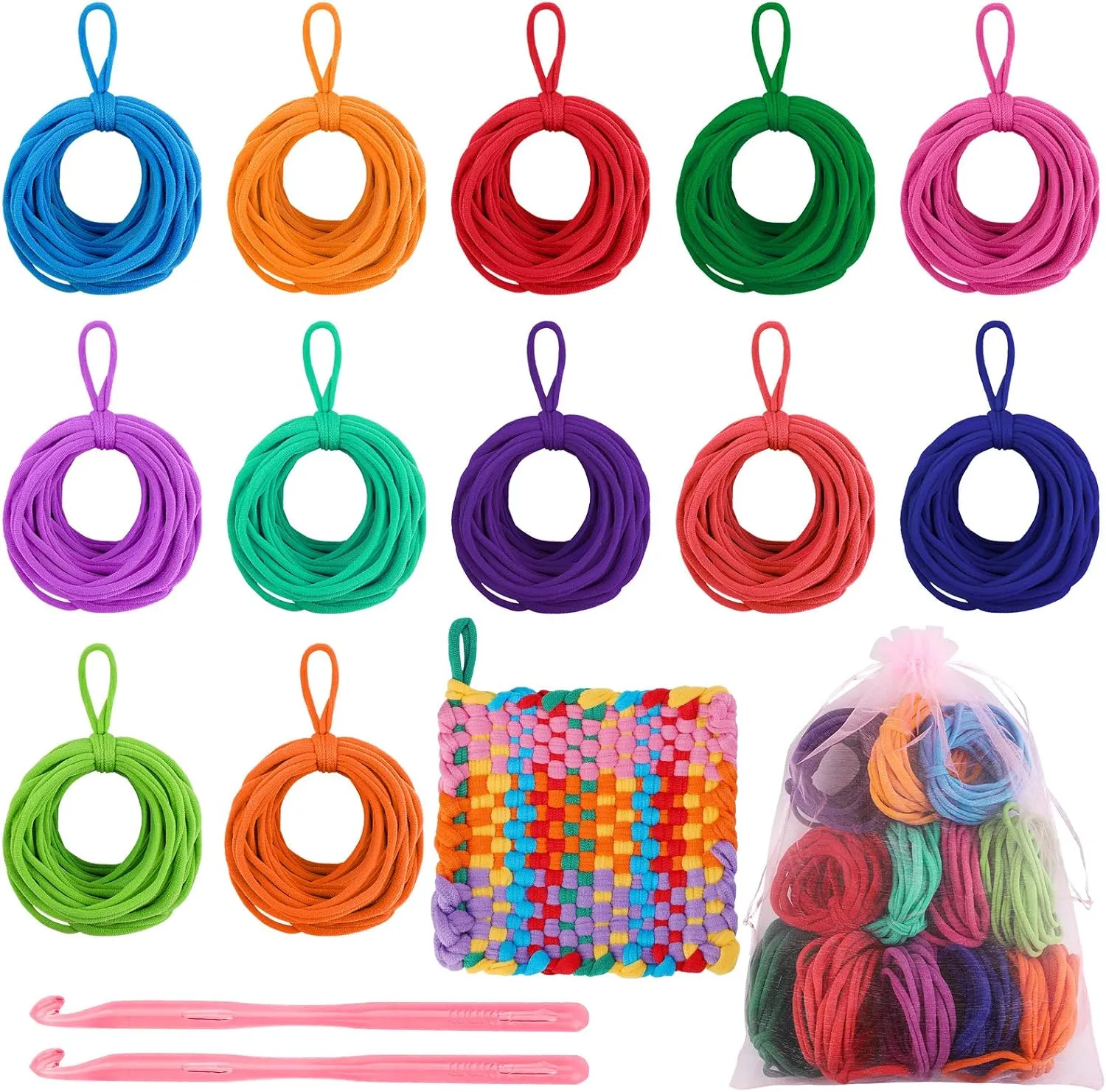 Aodaer 288 Pieces Loom Weaving Craft Loops Refill Elastic Potholder Loops with Multiple Colors for DIY Crafts Supplies, Compatible with 7 Inch Weaving Loom