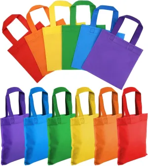 Aodaer 48 PiecesRainbow Non-woven Party Favor Bags 7.8×7.8 Inch Rainbow Tote Bags Bulk Grocery Goodie Gift Bags with Handles for Birthday Party Favors, Candies, Toys, Snacks