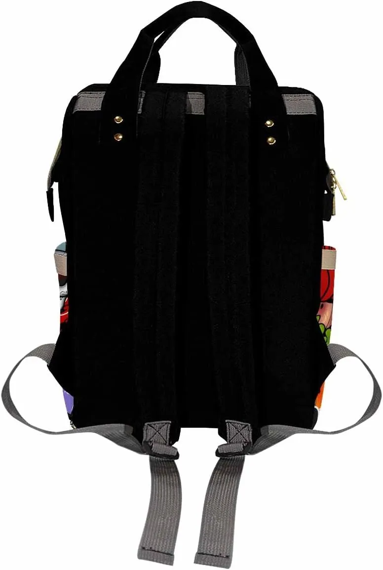 Artsadd Custom Name Baby Bags for Dad Mom, Personalized Graffiti Headset Diaper Backpack with Stroller Straps Large Capacity Nappy Bag for Boys Kids