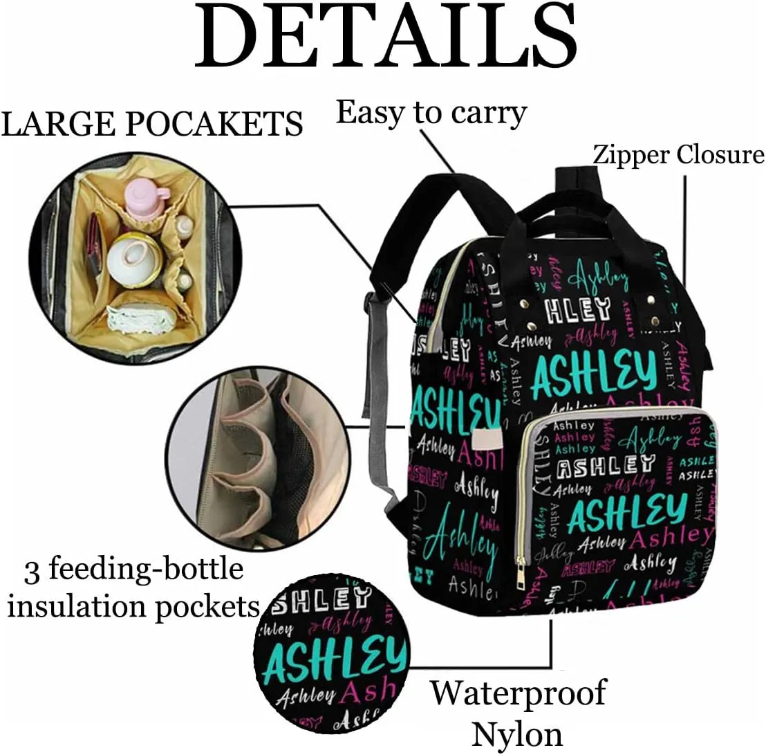 Artsadd Personalized Boys Nappy Bag Large Capacity Baby Diaper Bags, Graffiti Pearl Daypack Custom Name Diaper Backpack for New Mom Women Men