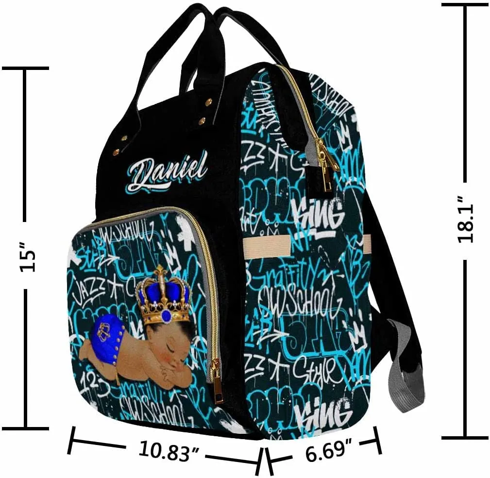 Artsadd Personalized Boys Nappy Bag Large Capacity Baby Diaper Bags, Graffiti Pearl Daypack Custom Name Diaper Backpack for New Mom Women Men