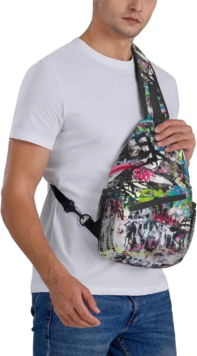 ASYG Graffiti Sling Bag Funny Crossbody Chest Daypack Casual Backpack Cool Shoulder Bag Hip Hop Bag