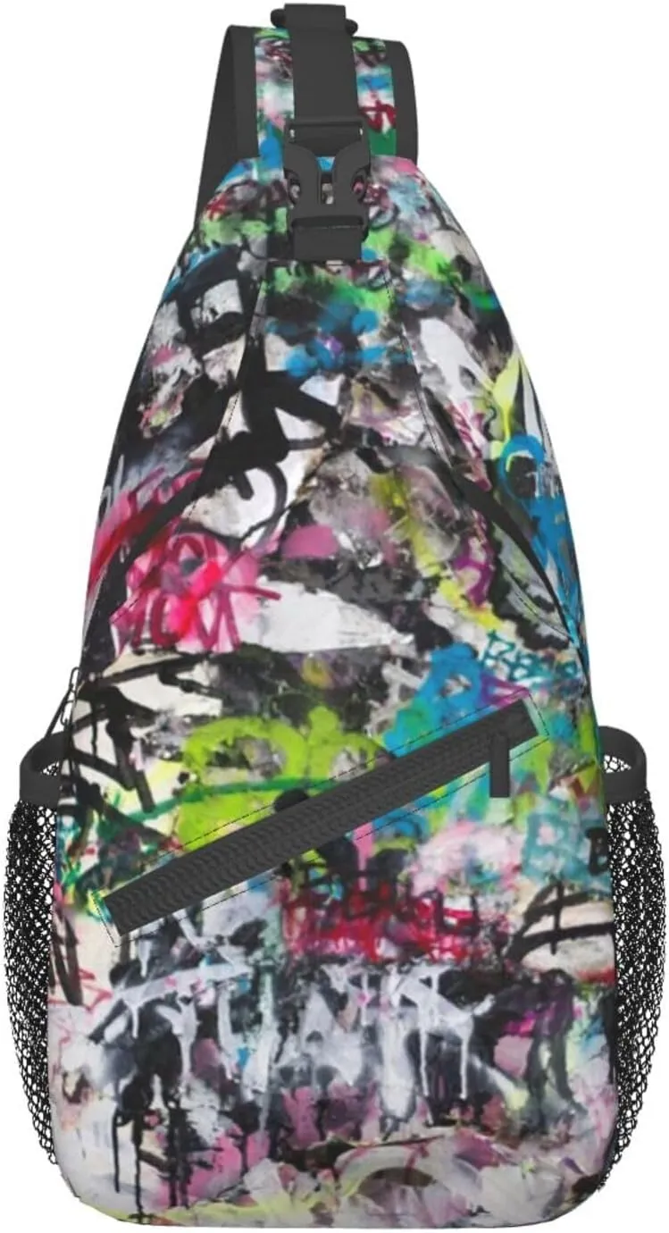 ASYG Graffiti Sling Bag Funny Crossbody Chest Daypack Casual Backpack Cool Shoulder Bag Hip Hop Bag